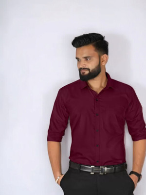 RadhikaFashion Men Solid Casual Purple Shirt