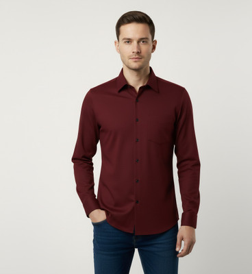 Cloud Men Solid Casual Grey Shirt