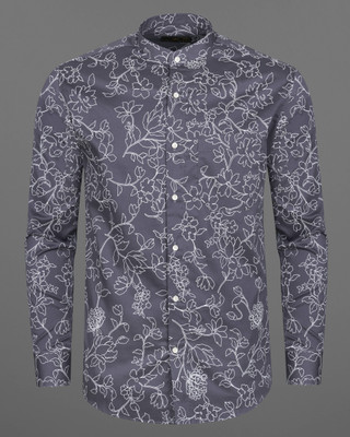 HOC Men Floral Print Casual Grey Shirt