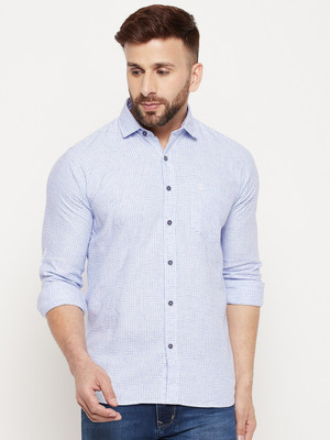 DUKE Men Checkered Casual Blue Shirt
