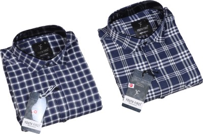 youth first Men Checkered Casual Multicolor Shirt(Pack of 2)