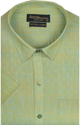 ACCOX Men Self Design Formal Light Green Shirt