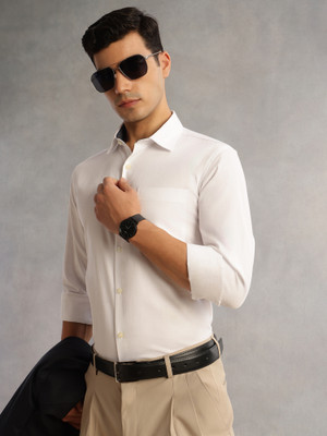 THOMAS SCOTT Men Self Design Formal White Shirt