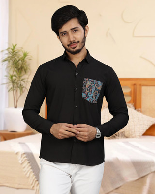 METRONAUT Men Solid Casual Black Shirt