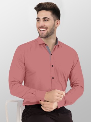 VTEXX Men Solid Formal Pink Shirt