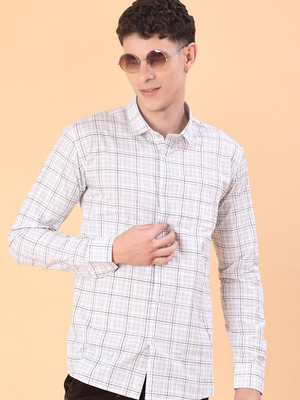 V-MART Men Checkered Casual White, Pink Shirt