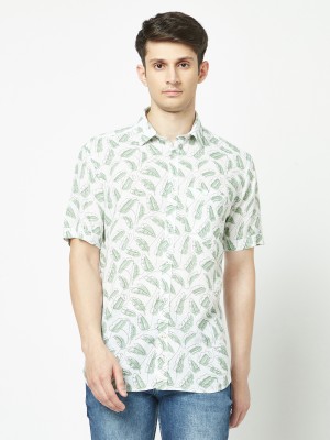 CRIMSOUNE CLUB Men Graphic Print Casual Light Green, White Shirt