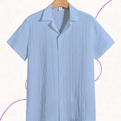 Looksky Men Striped Casual Light Blue Shirt