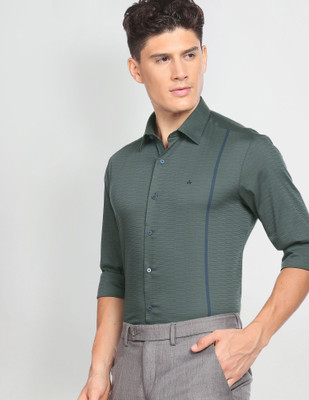 Arrow Newyork Men Self Design Formal Green Shirt
