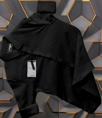 Wearich Men Self Design Casual Black Shirt