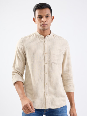 Spykar Men Striped Casual Brown Shirt