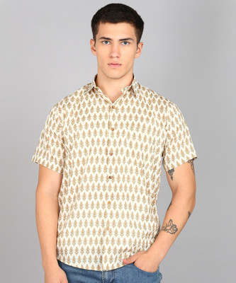 Blocks Of India Men Printed Casual Yellow Shirt