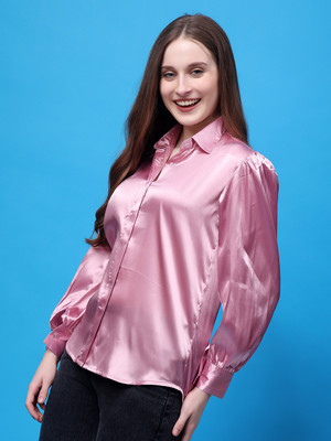 LAIBAA Women Solid Casual Pink Shirt