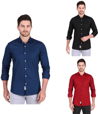 Aadhar Men Solid Casual Multicolor Shirt(Pack of 3)