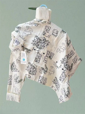 IKCREATIONMF Men Printed Casual White Shirt