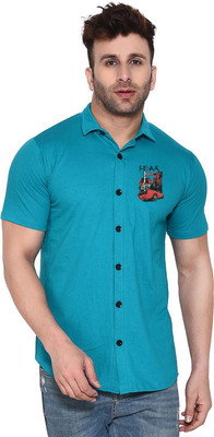 tfurnish Men Printed Casual Light Green Shirt