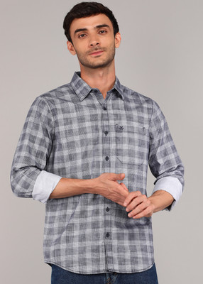 WROGN Men Checkered Casual Grey Shirt