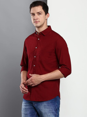 Maiverik Fashion Men Solid Formal Maroon Shirt