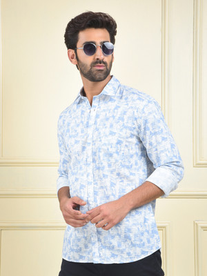 CRIMSOUNE CLUB Men Self Design Casual Blue Shirt