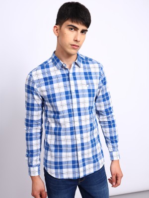 LEE Men Checkered Casual Blue, White, Black Shirt