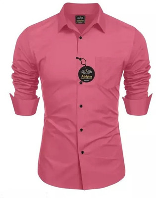 MUNGUS Men Solid Casual Pink Shirt