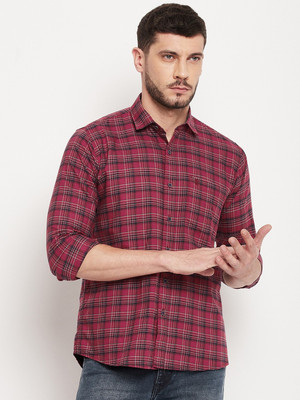 DUKE Men Checkered Casual Red Shirt
