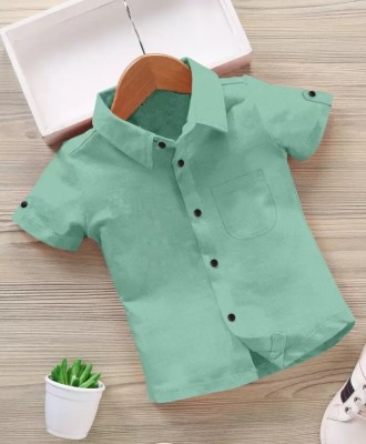 GADHIYA TRENDZ Boys Solid Casual Light Green Shirt