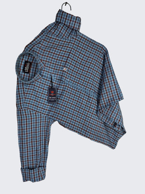 TIKI TEES TREND Men Checkered Casual Blue Shirt