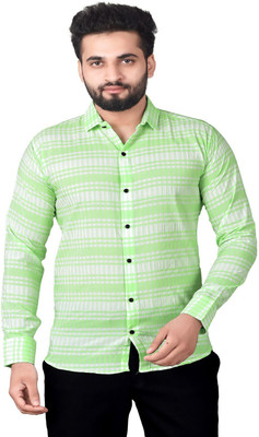 PEARL OCAN Men Self Design Casual Green Shirt