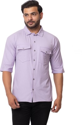 BUFFARO Men Solid Casual Purple Shirt