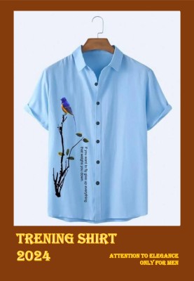 iCome Men Printed Casual Blue Shirt