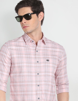 Arrow Sport Men Checkered Casual Pink Shirt