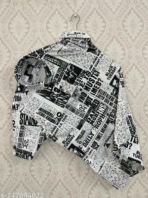 iCome Men Printed Casual Black, White Shirt