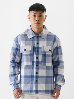 The Souled Store Men Striped Casual Blue, White Shirt