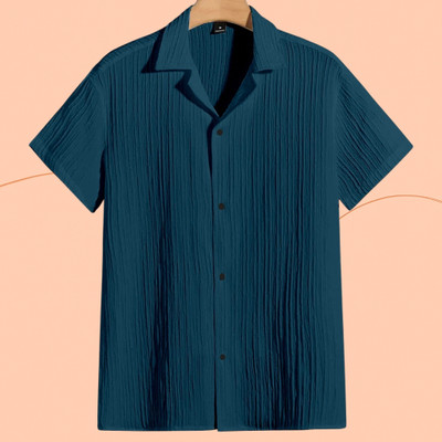 Jenil Fashion Men Solid, Striped Casual Blue Shirt