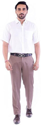 DESHBANDHU KHADI Men Self Design Formal White Shirt