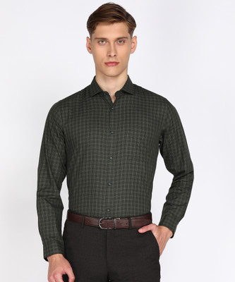 PETER ENGLAND Men Checkered Formal Green Shirt