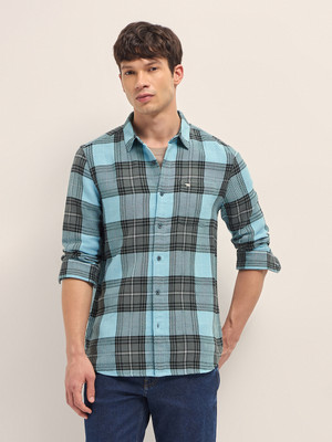 THE BEAR HOUSE Men Checkered Casual Blue, Black Shirt