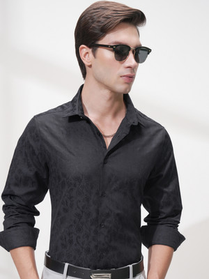 HIGHLANDER Men Self Design Casual Blue Shirt