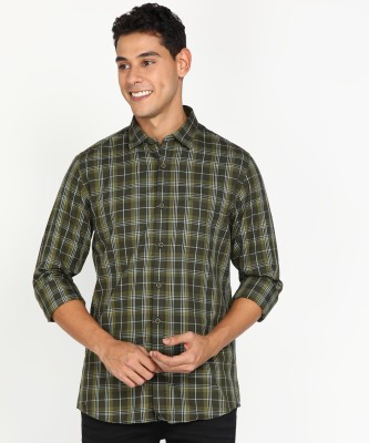 PETER ENGLAND Men Checkered Casual Green Shirt