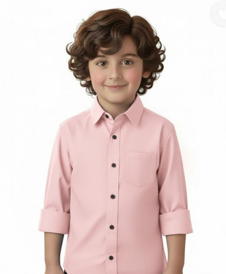 BACARDO Boys Solid Casual Pink Shirt