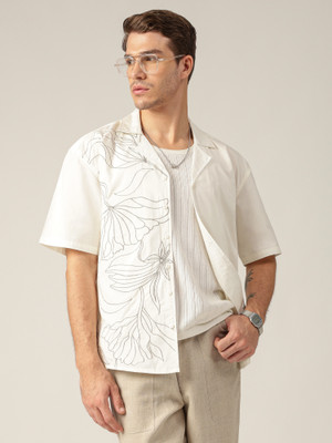 DENNISON Men Printed Casual Beige Shirt