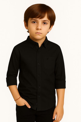 jabak creation Boys Solid Casual Black Shirt