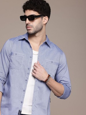 Roadster Men Solid Casual Blue Shirt