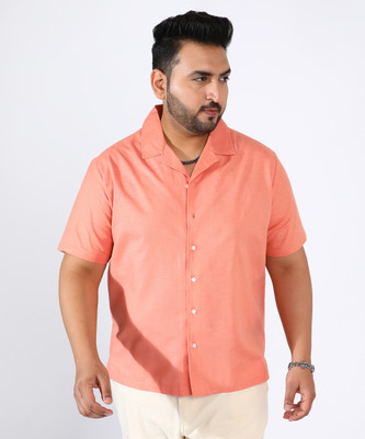 Instafab Plus Men Solid Casual Orange Shirt