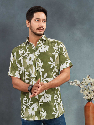 METRONAUT Men Graphic Print Casual Green, White Shirt