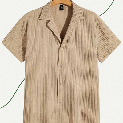 A DEEMOON Men Solid Formal Gold Shirt