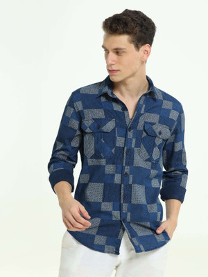 Estilocus Men Dyed/Ombre Casual Blue Shirt