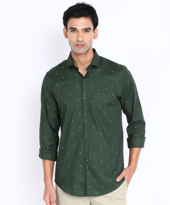 PETER ENGLAND Men Printed Formal Green Shirt