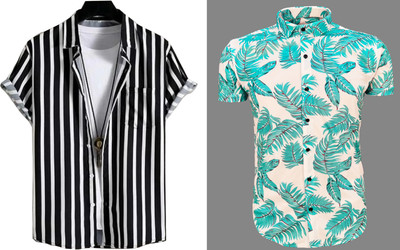 Lonexo Men Printed Casual Multicolor Shirt(Pack of 2)